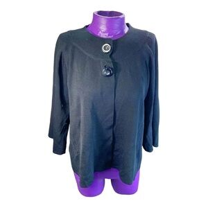 Cable & Gauge black drapey double button viscose nylon cardigan L